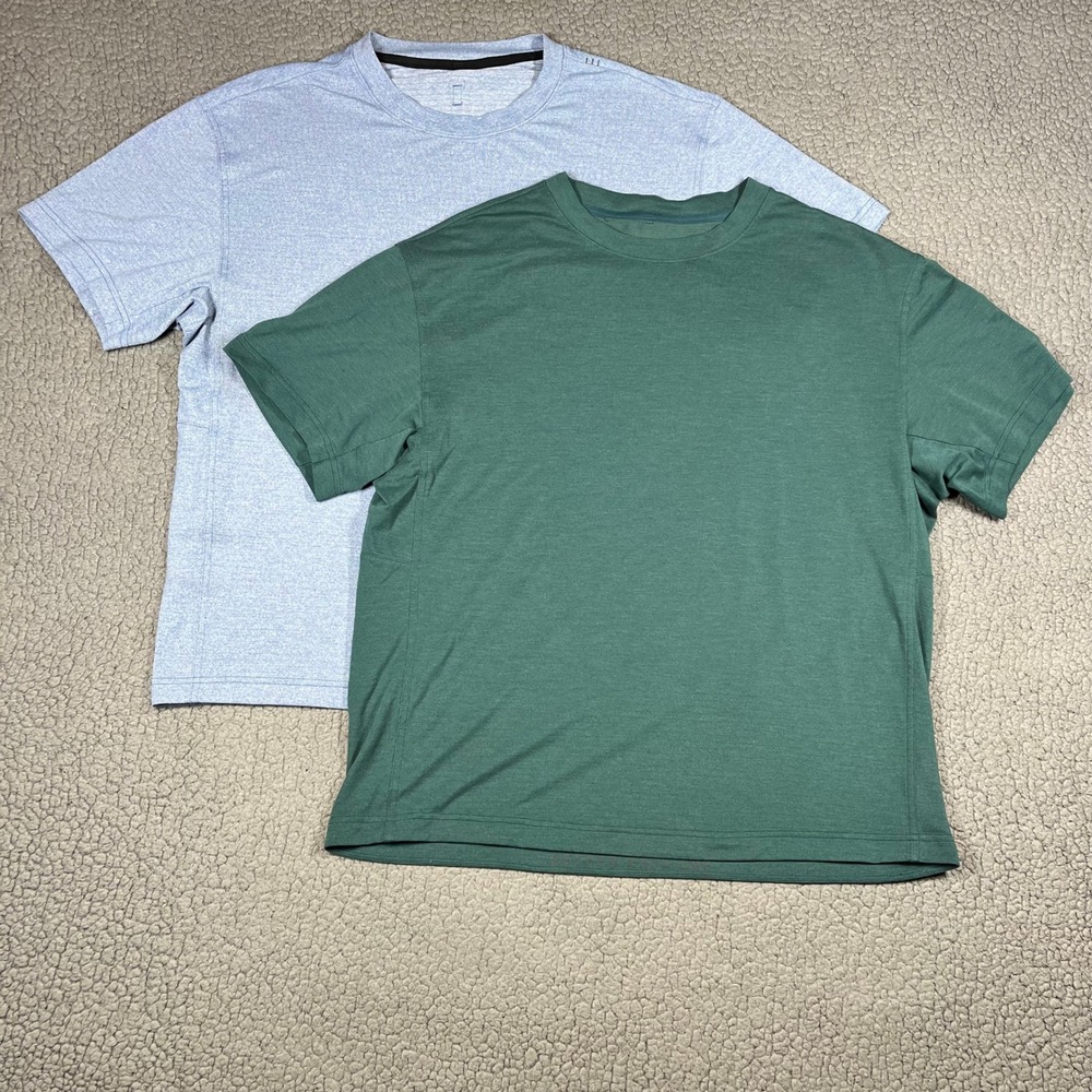 Lululemon Drysense T-Shirt LOT OF  2 Mens L Short Sleeve Activewear Blue Green